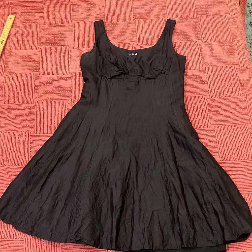 Black Silk size 6 “Eva Blue” brand Elegant Black Midi Dress